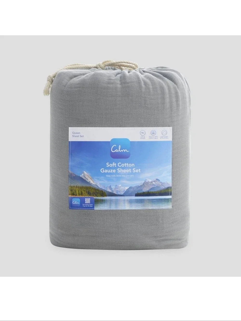 New!Calm Stone Gray Cotton Gauze Muslin Bedding Queen Set Soft Quilted Layers Y2